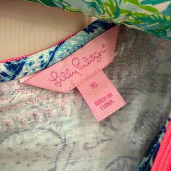 Lilly Pulitzer Pink and Blue sleeveless elephant print dress - Picture 2 of 7